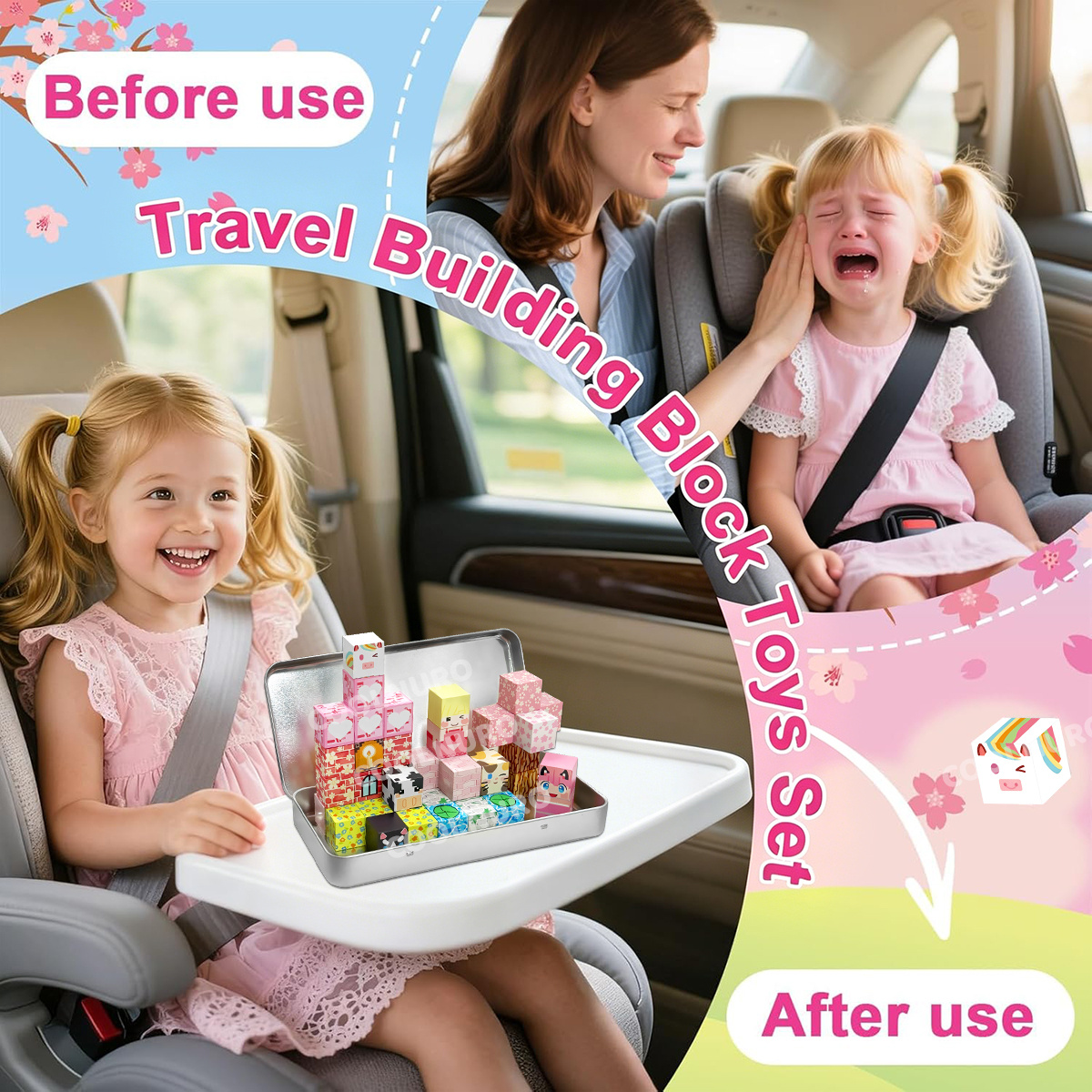 Children Travel Magnetic Toys, DIY Stacking Blocks